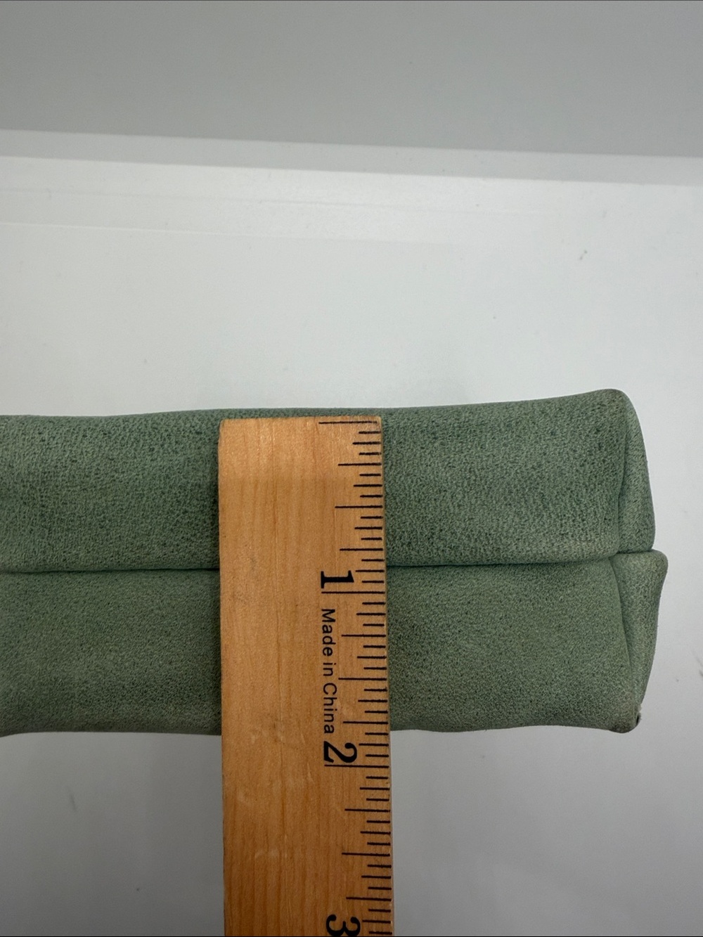 Portland Sueded Leather Pouch Green Leather Scallop-Trim top closesure - Picture 6 of 9